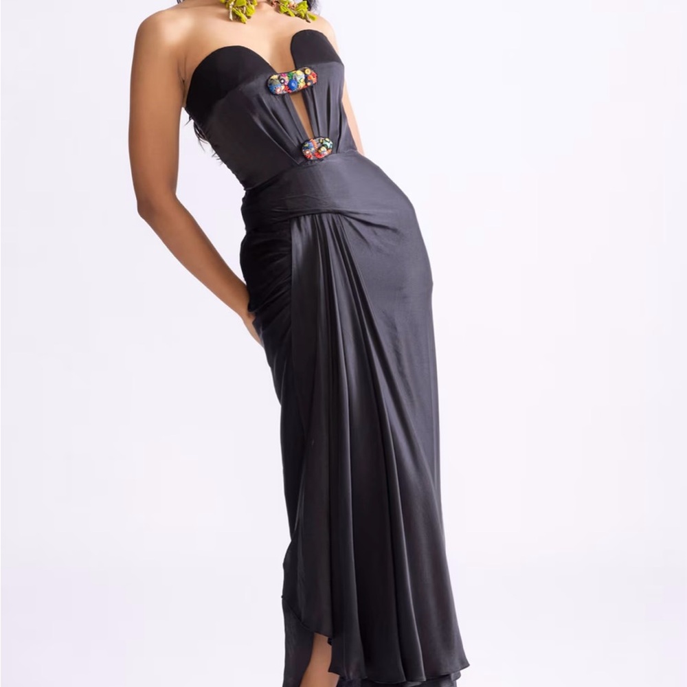 Saaksha & Kinni Black Strapless Dress